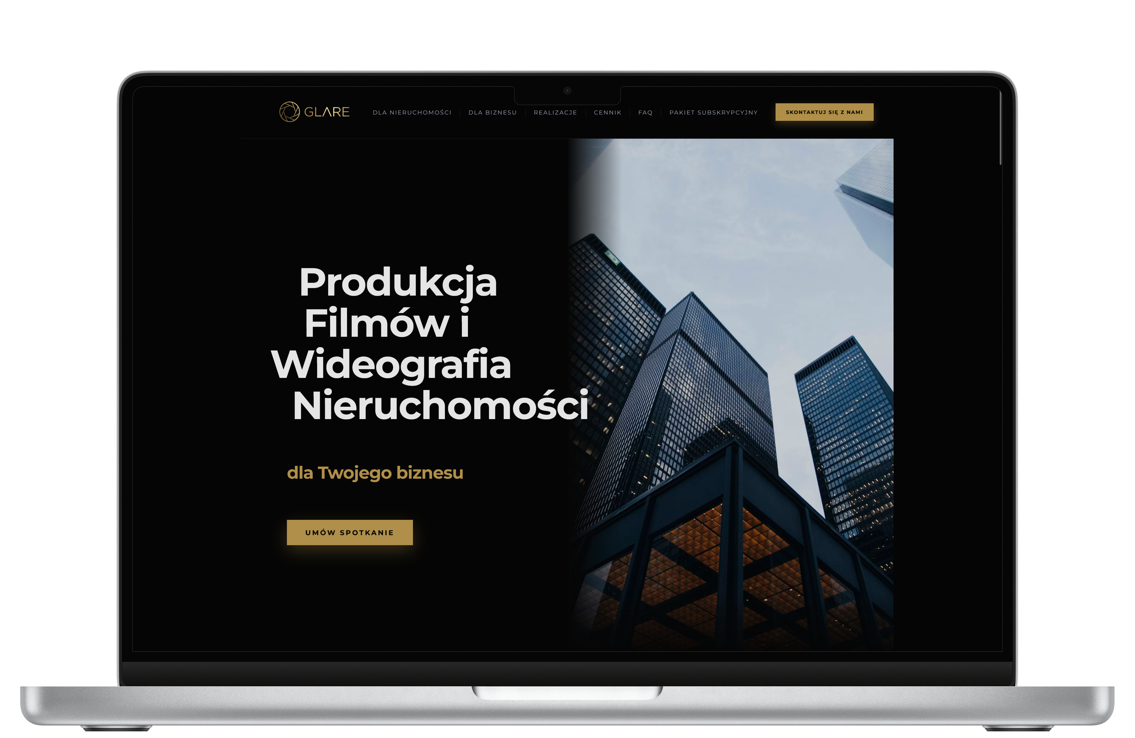 Nowoczesna strona internetowa dla biznesu Produkcji Filmowej i Wideografii Nieruchomości